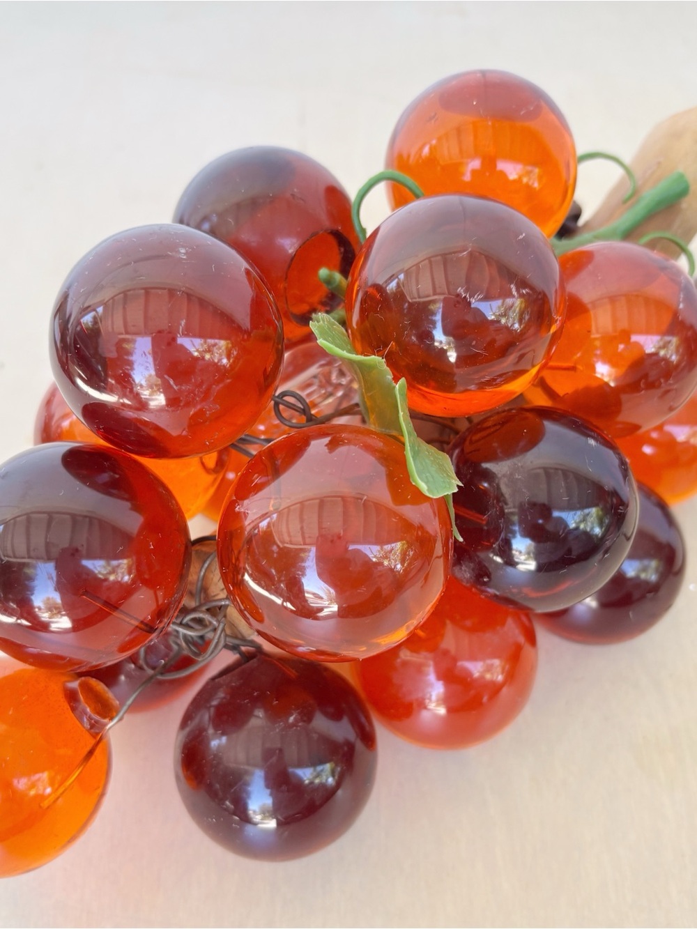 Vintage Mid Century Lucite Orange Grape Cluster Driftwood Night Light Lamp